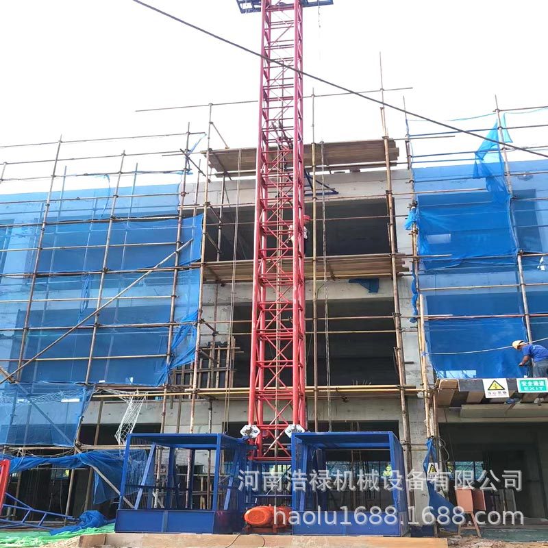 建筑外墙吊笼升降机防冲顶吊笼固定式升降机双笼物料提升机