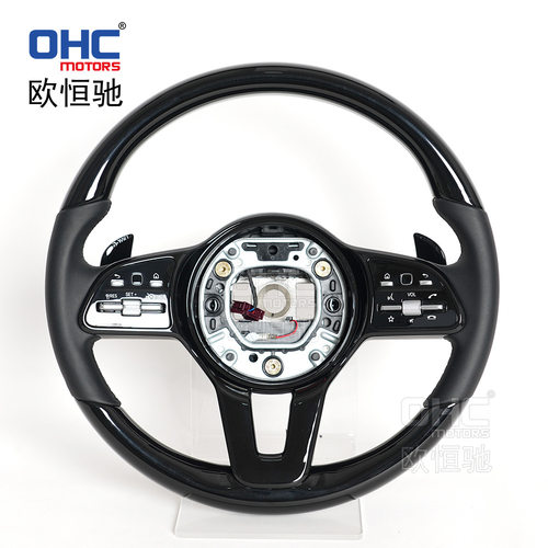 适用13-20梅德赛斯奔驰A级GLE45/E300钢琴烤漆黑方向盘改装升级