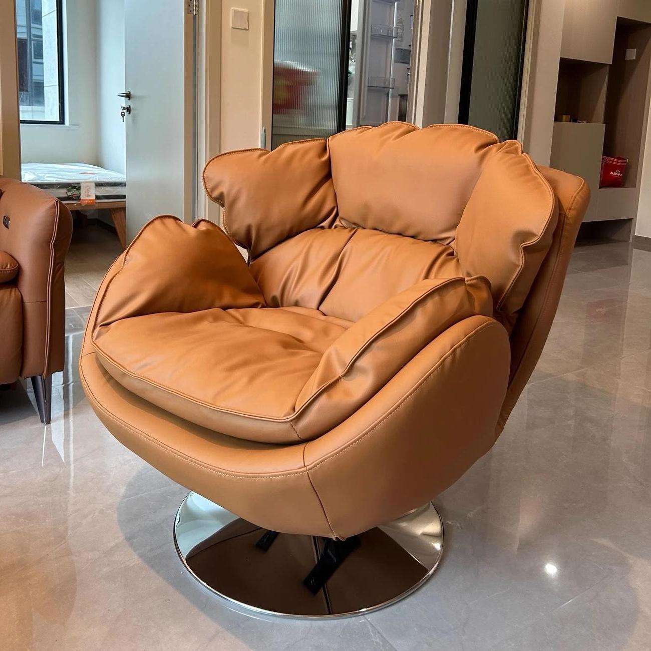 意式极简天鹅沙发椅小户型客厅可旋转沙发椅阳台轻奢单人沙发躺椅