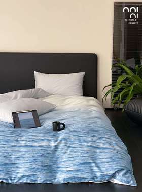 Minimal蓝色海洋｜A类简约风自然系100支全棉床上四件套纯棉床单