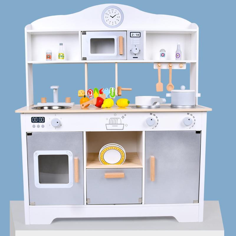儿童过家家日式厨房C款木质厨房仿真厨具男女孩做饭煮饭木制玩具