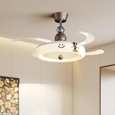 奶油风静音隐形餐厅风扇灯吊扇灯护眼家用卧室灯儿童房中古风扇灯