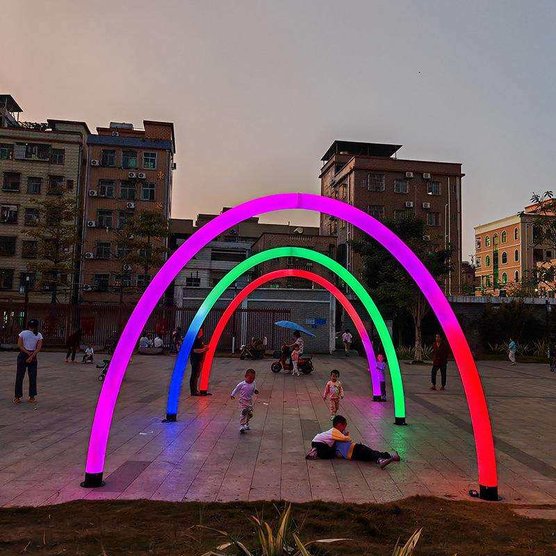 发光U型拱门LED网红拍照互动翅膀美陈装置婚庆景时光隧道彩虹门灯