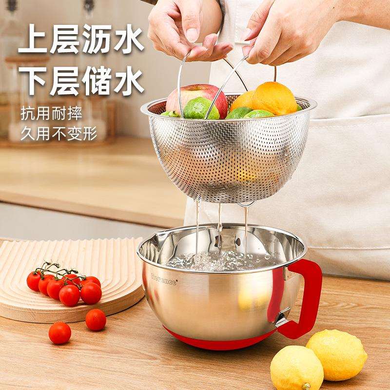 不锈钢mixingbowl厨房多功能家用烘焙料理和面打蛋盆水果沙拉碗