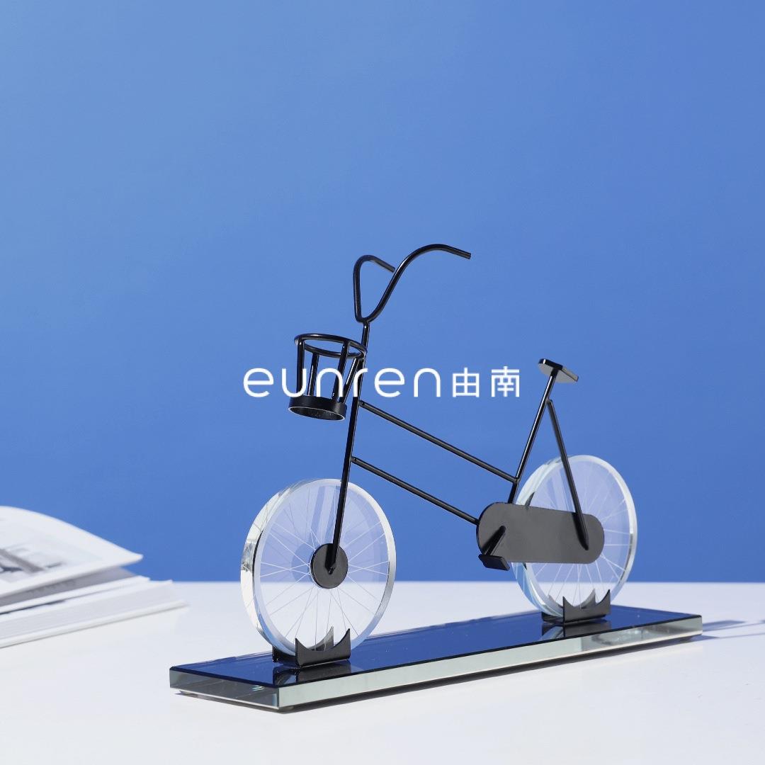 简约创意轻奢小清新水晶自行车摆件样板房间家居儿童房软装饰品