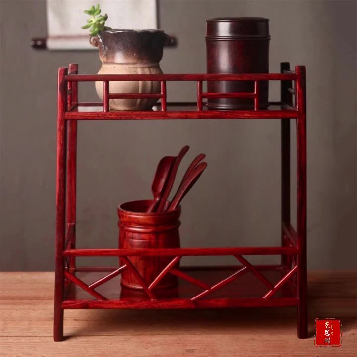 批发印度小叶紫檀茶杯架收纳紫檀储物茶柜置物柜室内茶艺室装饰品