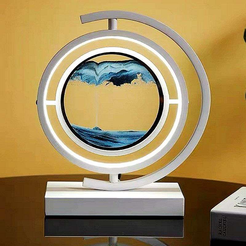 桌面创意解压山水动态流沙画摆件液体沙漏艺术客厅装饰品玻璃摆放图片