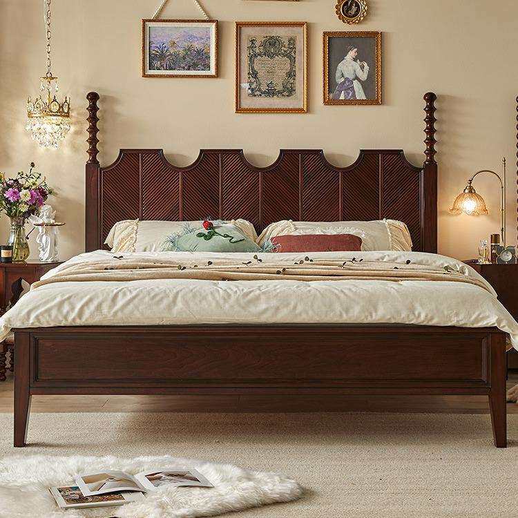 巢趣美式床实木床法式雕花床主卧双人床大床美式轻复古简约婚床