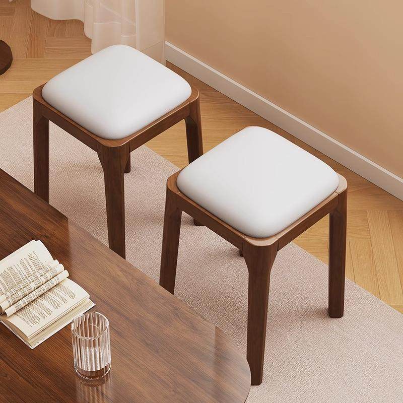 实木凳子家用可叠放餐凳软包板凳客厅木头矮凳简约小方凳餐桌椅子