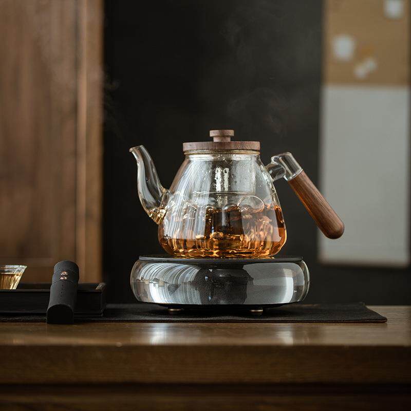 茗凤祥高档水晶电陶炉煮茶器套装玻璃无线遥控智能静音圆形煮茶炉