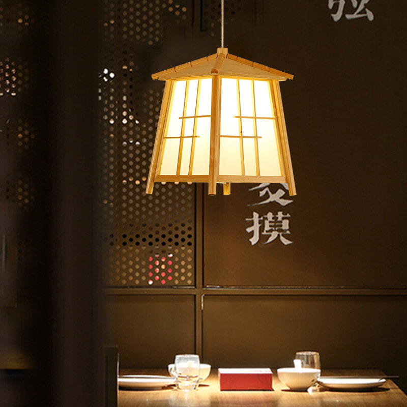 艺术灯日式吊灯餐厅火锅店饭店创意个性中式房子吊灯原木榻榻米阳