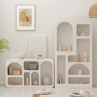 北欧简约展示柜收纳柜现代落地书柜玄关柜洞穴风柜储物柜轻奢