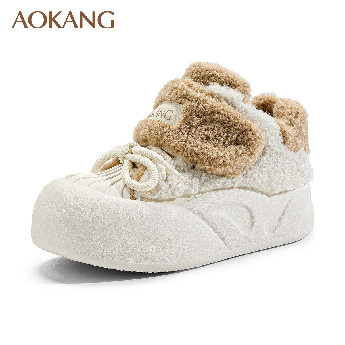 奥康女鞋2024新款低帮加绒保暖平底毛毛鞋女冬外穿雪地靴厚底棉鞋,女鞋,棉鞋,淘宝优惠券,粉丝福利购,淘宝优惠卷