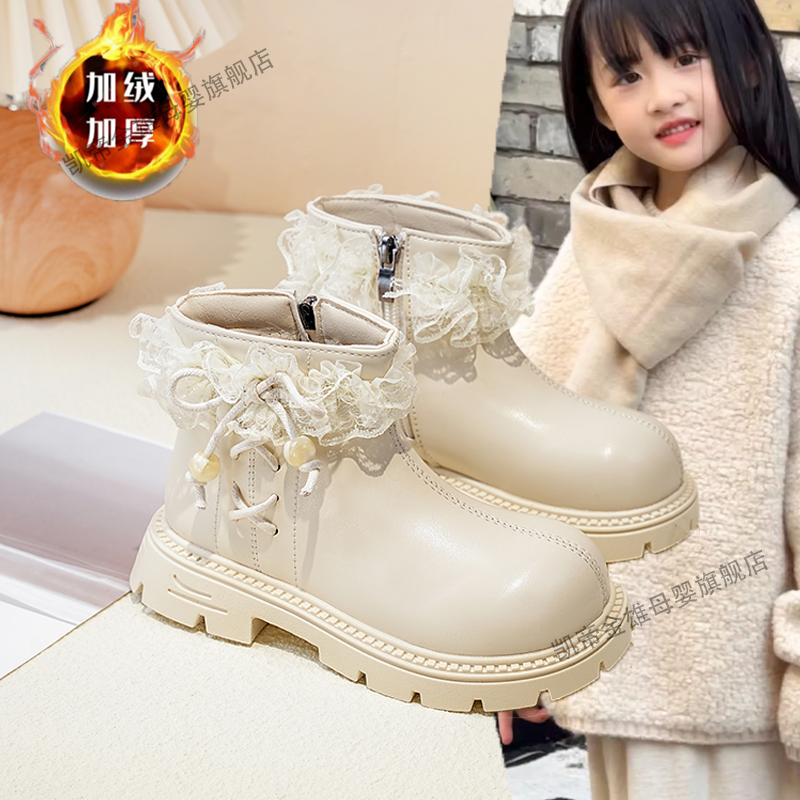 冬季爆款保暖加绒大头雪地靴子女童厚底棉鞋2025新款休闲短靴百搭