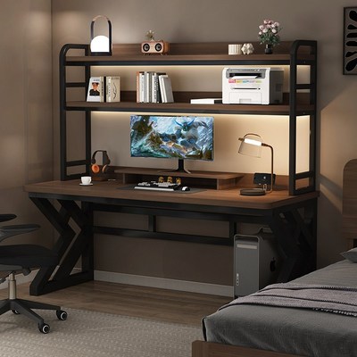 台式电脑桌家用书桌书架一体桌子办公桌洞洞板学习桌卧室电竞桌子