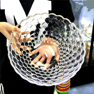 玉晶玻璃果盘大水晶水果盘客厅家用器皿高档水果盘子中式果斗大号