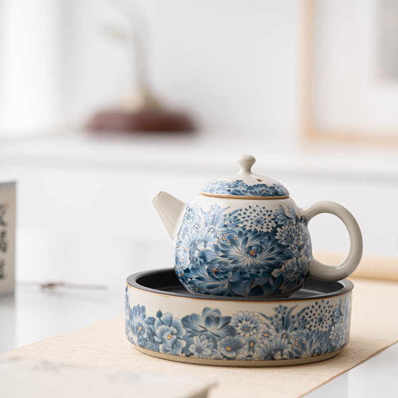 米黄汝窑茶壶陶瓷家用小号龙旦壶单壶功夫茶具茶道红茶白茶泡茶器