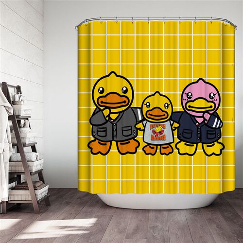 Bduck小黄鸭 浴室防水防霉涤纶布卫生间磁性浴帘窗帘隔断门帘拉帘
