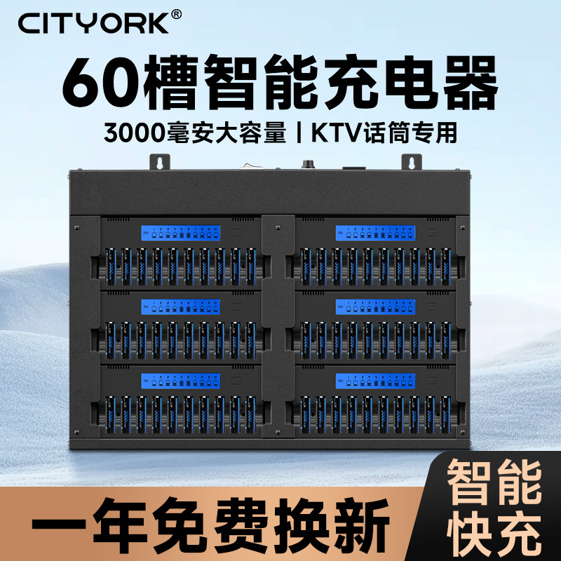 CITYORK KTV60槽充电器套装5号充电电池话筒无线麦克风专用大容量镍氢五号高耗电设置专用可充电