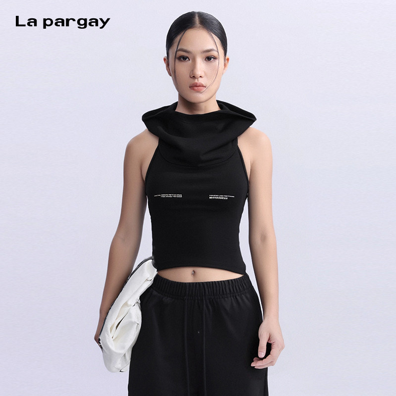 La Pargay/纳帕佳辣妹背心2025春夏新款修身连帽无袖上衣个性马甲