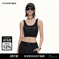 Lapargay Y2K 辣妹背心 宽肩带剪裁 U领露脐无袖衫 L63200101C