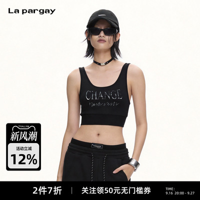 Lapargay Y2K 辣妹背心 宽肩带剪裁 U领露脐无袖衫 L63200101C