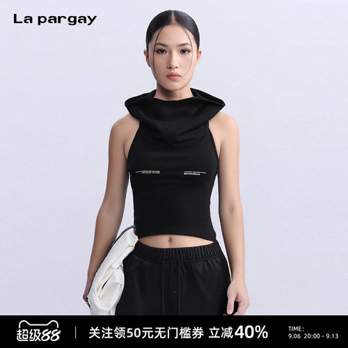 La Pargay/纳帕佳辣妹背心2026春夏新款修身连帽无袖上衣个性马甲