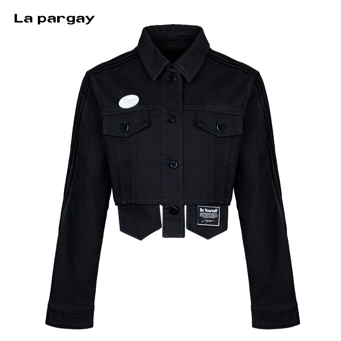 Lapargay潮酷开叉牛仔短外套