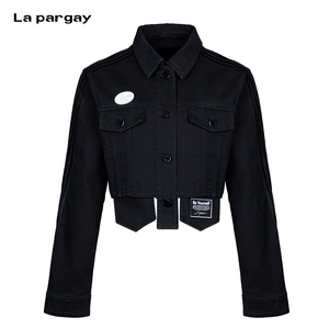 Lapargay潮酷开叉牛仔短外套