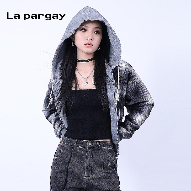 lapargay短款保暖长袖连帽外套