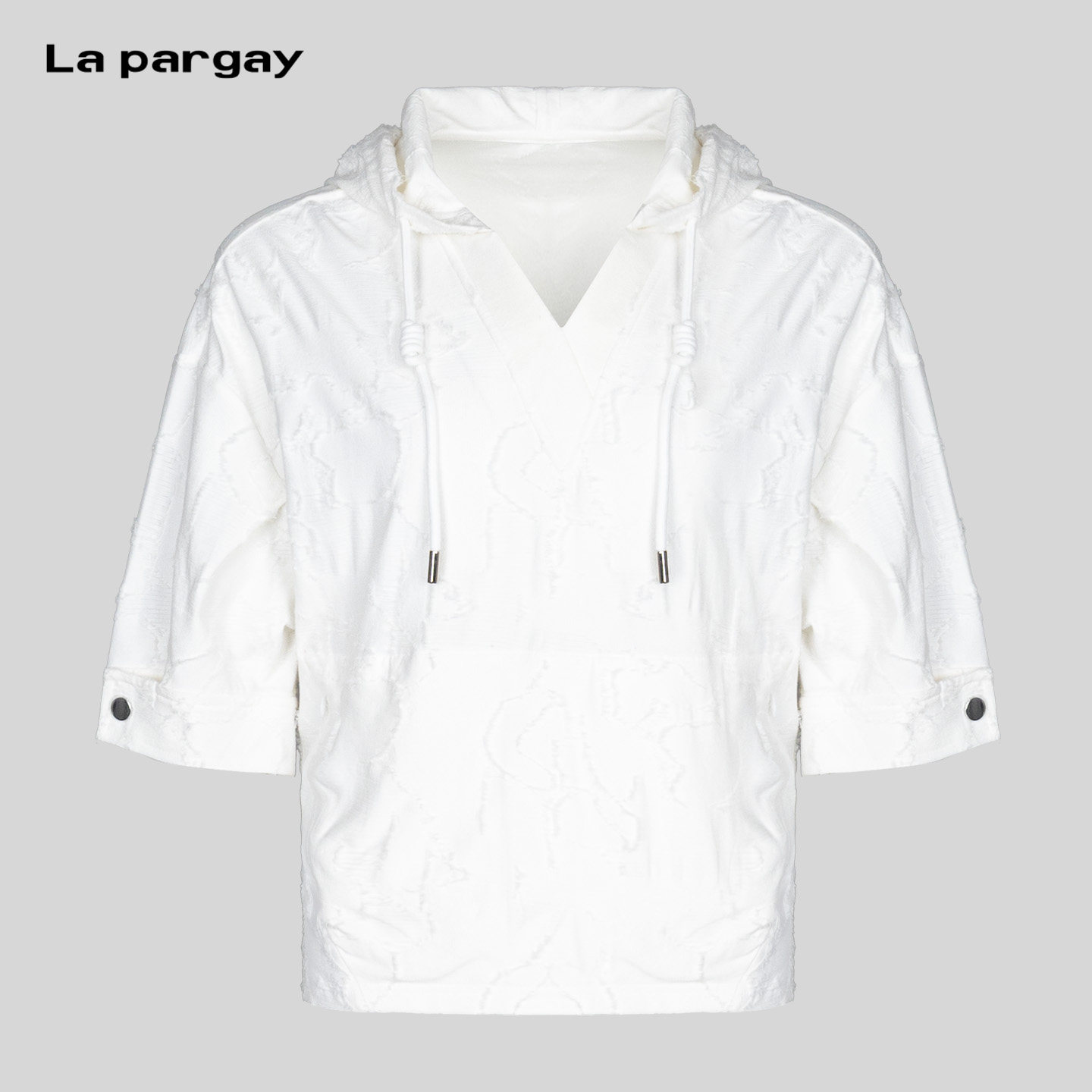 Lapargay慵懒风V领绳结连帽卫衣