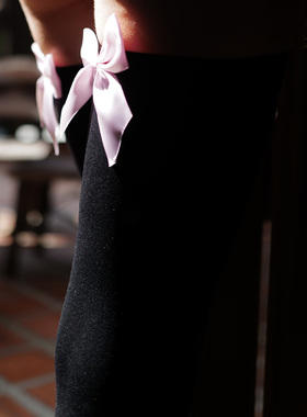 极速Sexy Womenis Hosiery Pink Bow Stay Up Thigh High Silk S