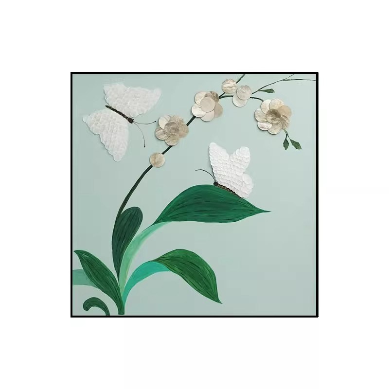 现代极简贝壳装饰画客o厅走廊玄关创意艺术挂画卧室背景墙蝴蝶璧图片