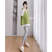 长袖 新品 洋气时髦连帽y宽松卫衣两件套春秋中长款 时尚 上 孕妇套装