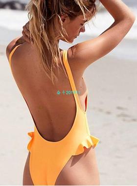 极速Womben Swimwear Deep V Neck Bathing Suit 2019 Ruffle Ban