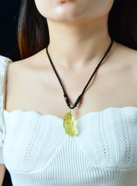 极速天然黄水晶貔貅吊坠黄色金貔犰项链皮丘貔貅招财Y挂件男女貔