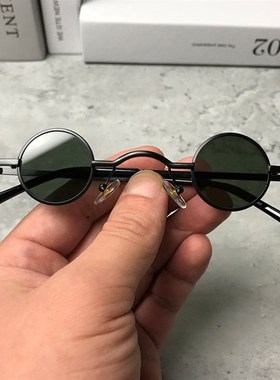 太子眼镜偏光小圆框创意个性复古盲D人瞎子阿炳墨镜男汉师爷圆形