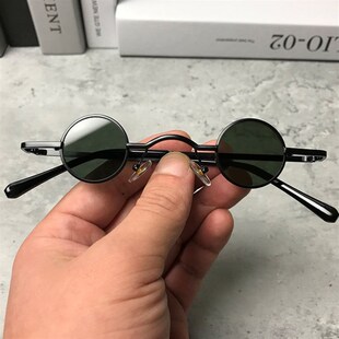 太子眼镜偏光小圆框创意个性复古盲D人瞎子阿炳墨镜男汉师爷圆形