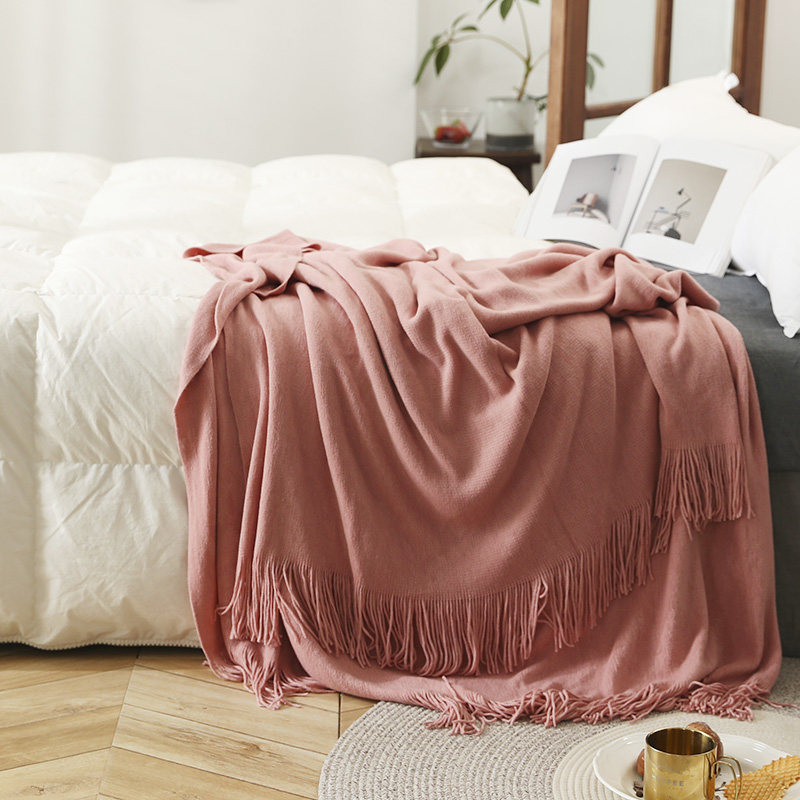 极速美式针织毯 四季薄款床搭床A旗床尾巾沙发样板房单人午睡小盖