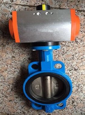 极速D671X16iP气动球墨四氟衬胶对夹式蝶阀 DN 50 65 80 125 150