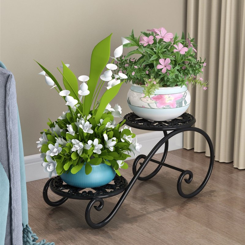 极速家用创意g铁艺花架落地式客厅阳台两层矮座置物架欧式盆栽202