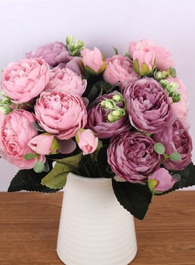 极速30cm Rose Pinkn Silk Bouquet Peony Artificial Flowers 5