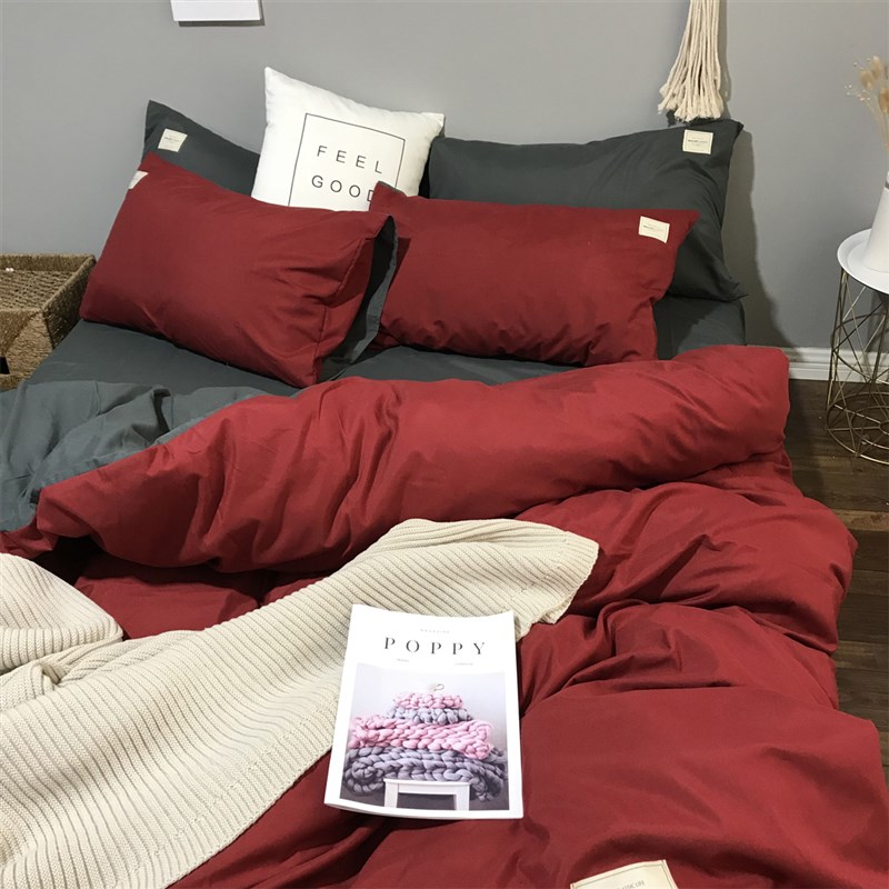 极速insc日式简约纯色四件套精梳棉少女床单学生被套1.5/1.8m床上