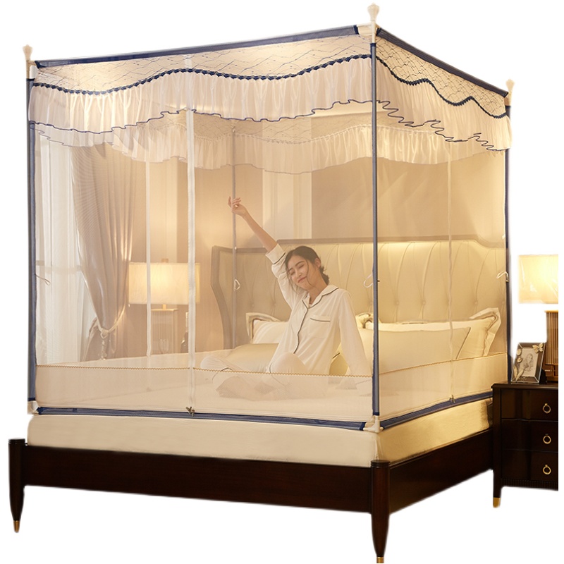 极速新款T型外穿杆拉链防摔坐床蚊帐三开门婴N儿宝宝卧室2家用回