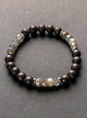 极速【幽幽蓝光 神秘低调u】天然灰月光原石水晶手串拉长石手链沉