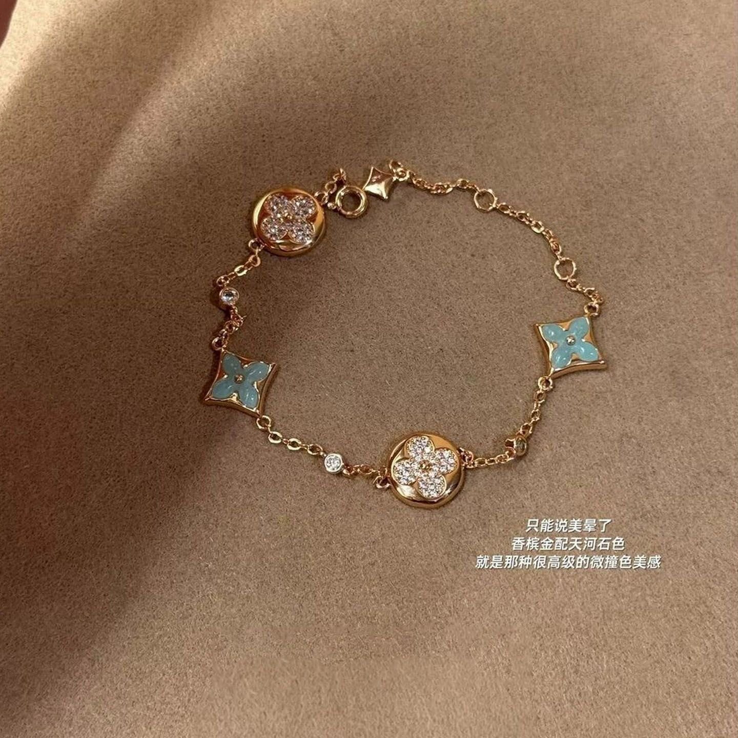 轻奢菱形四叶草贝母手链女款
