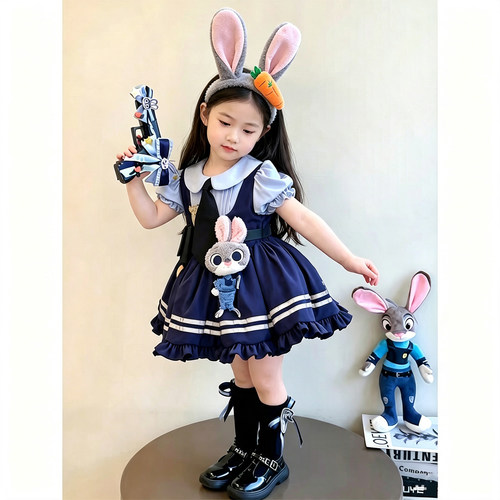 朱迪兔子警官衣服女童夏装连衣裙儿童夏季洛丽塔宝宝薄款公主裙子