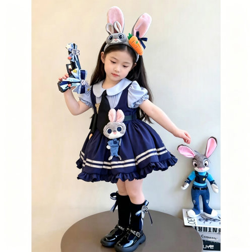 朱迪兔子警官衣服女童夏装连衣裙儿童夏季洛丽塔宝宝薄款公主裙子