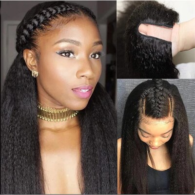 极速Kinky Straight U Part Wig 1B0-30 Inch U Part Yaki Straig