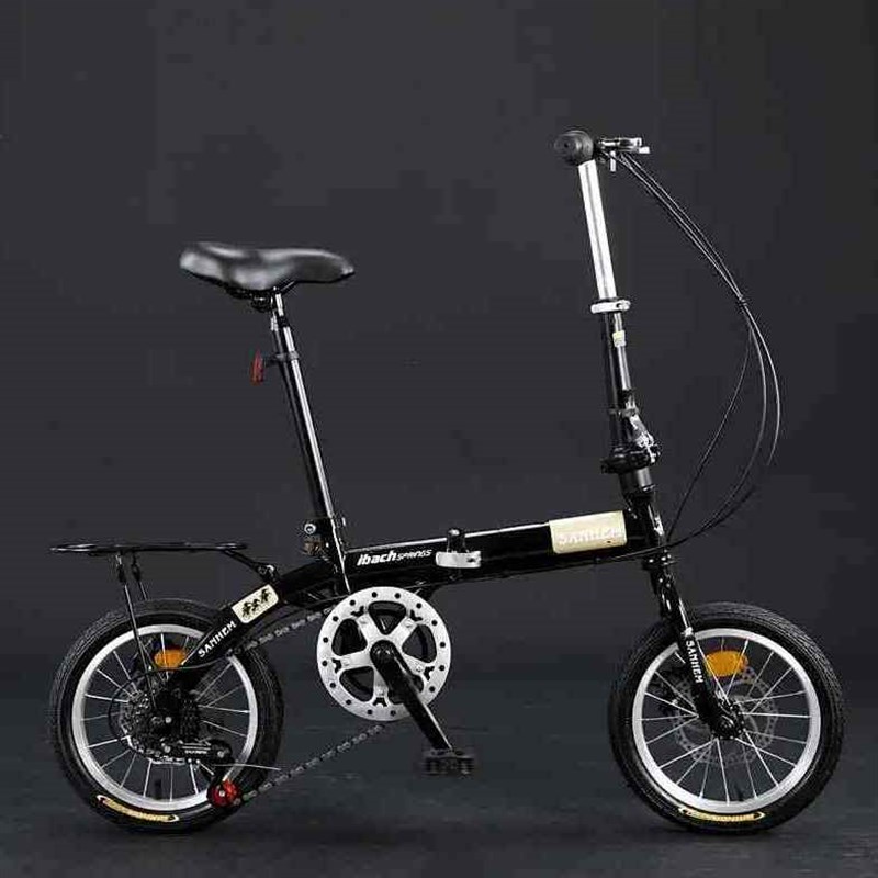 极速爆款三河马14寸折叠自行车变速碟G刹超轻便携男女儿童成人单